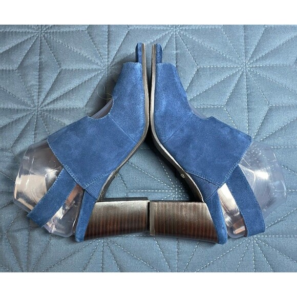 Vionic Women's Perk Bianca Suede Blue Heel Sandal Tortoise Buckle Size 8 Arch - Picture 4 of 13